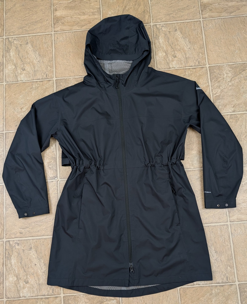 Columbia sz XL Weekend Adventure ll long Rain Shell Jacket hoodie black 0152